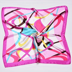 Stripe Print Neckerchief Silk Square Scarf Head Wrap Hair Accessory
