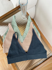 3 Pcs Women's Ribbed Camisole Bra Skin Friendly No Steel Ring Lingerie