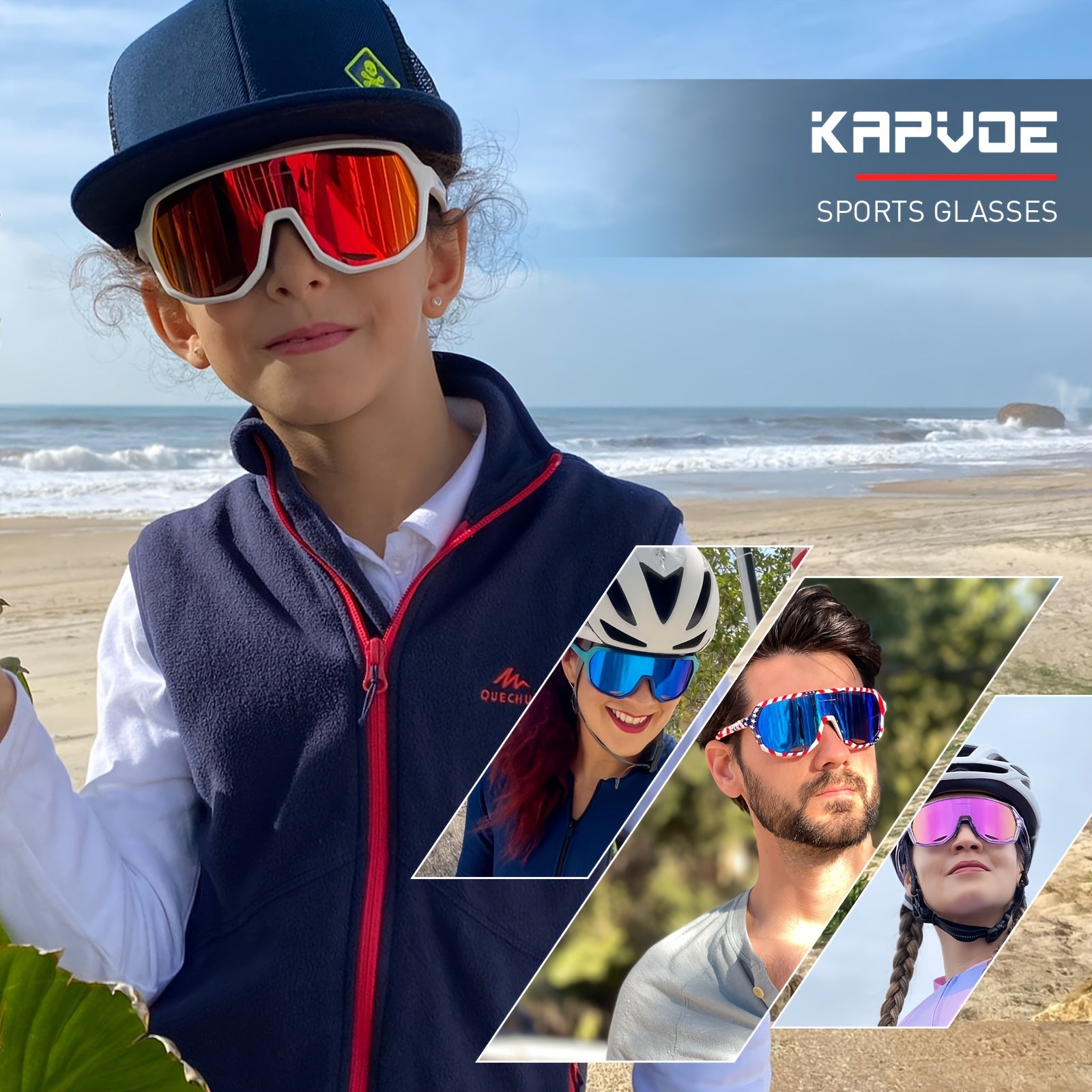 KAPVOE Sports Sunglasses TR90 Frame Cycling Running Golf