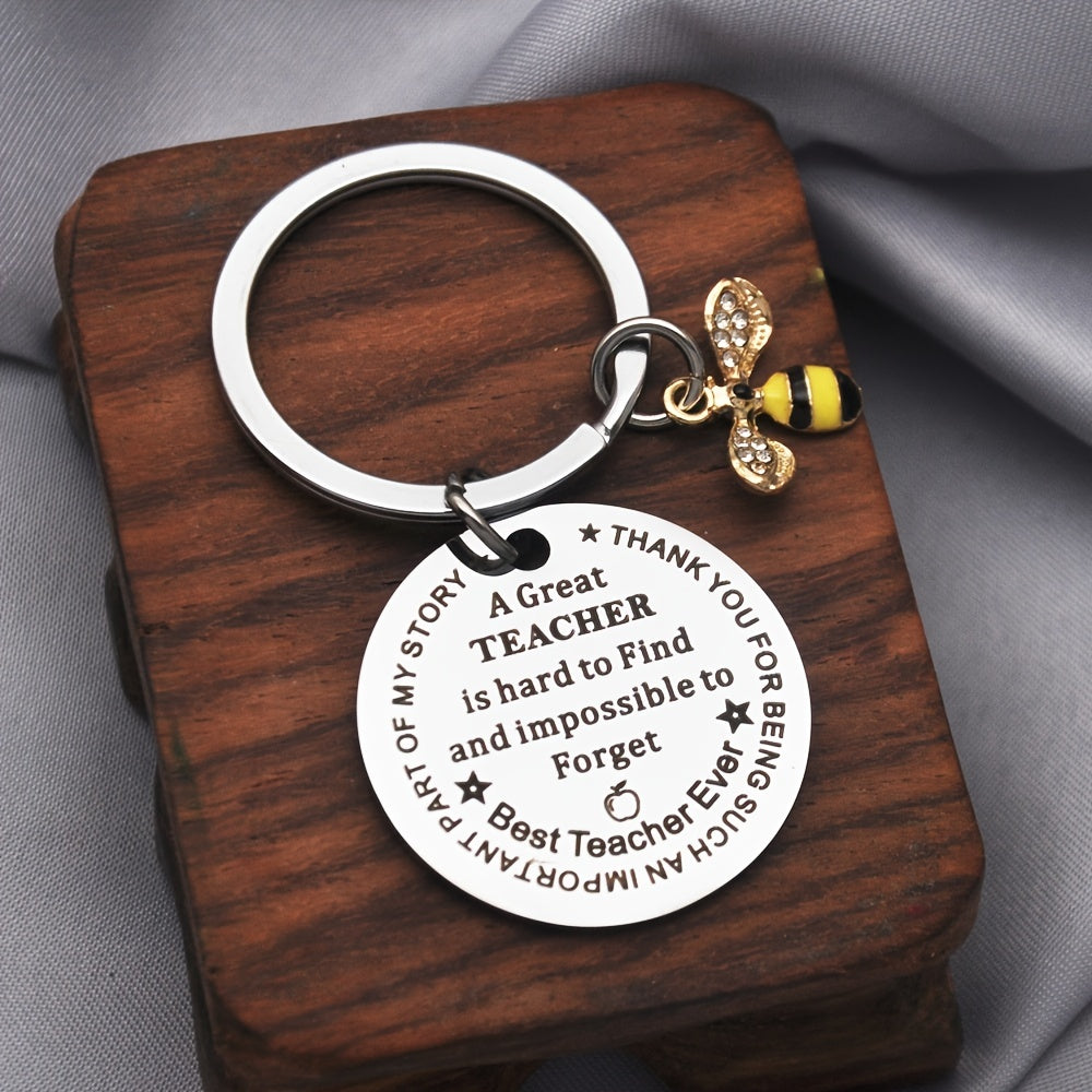 Teacher's Keychain Great Teacher Small Bee Stainless Steel Gift Christmas