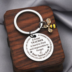 Teacher's Keychain Great Teacher Small Bee Stainless Steel Gift Christmas