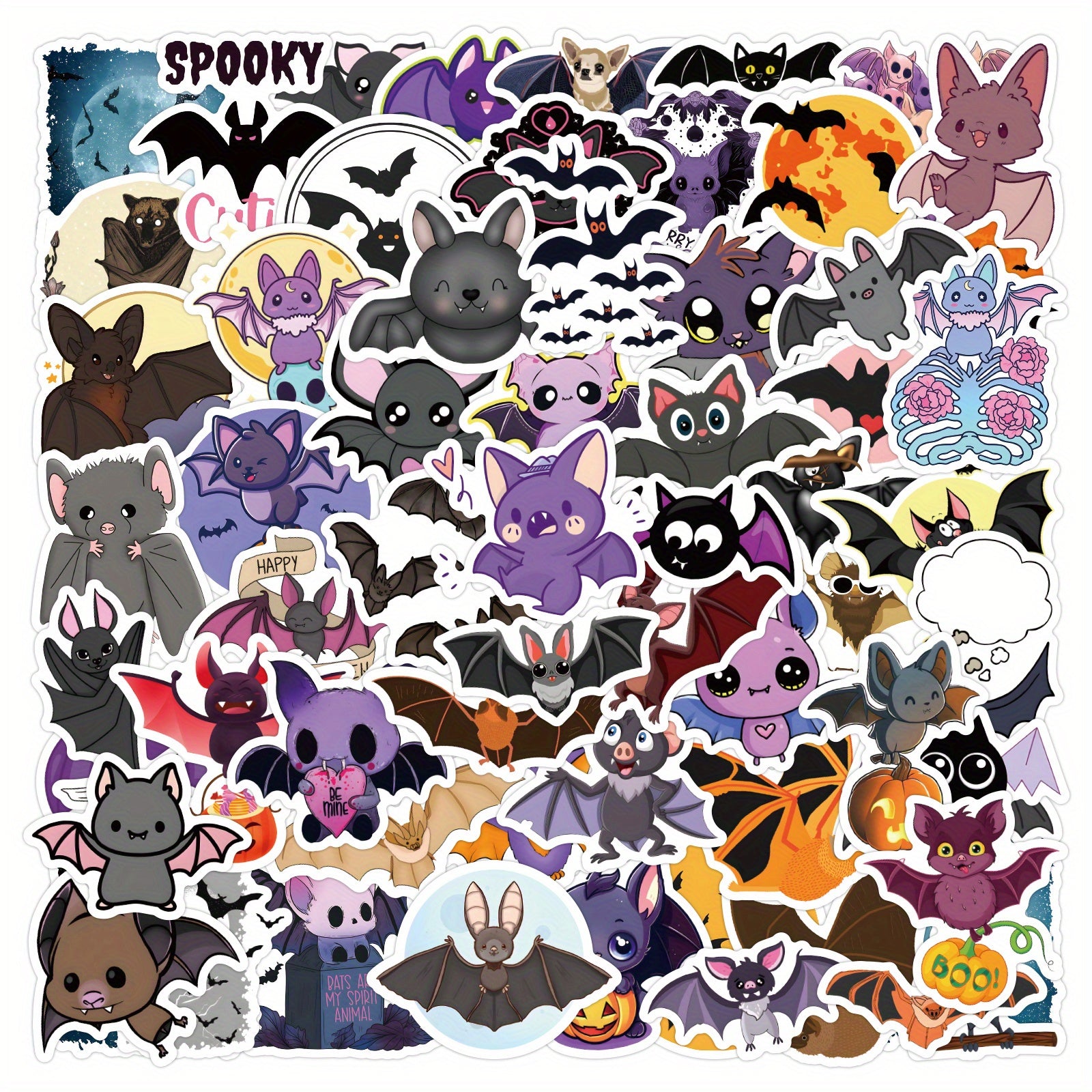 60pcs Cartoon Animals Bat Stickers Vinyl PVC Decorations For Party Supplies Gift