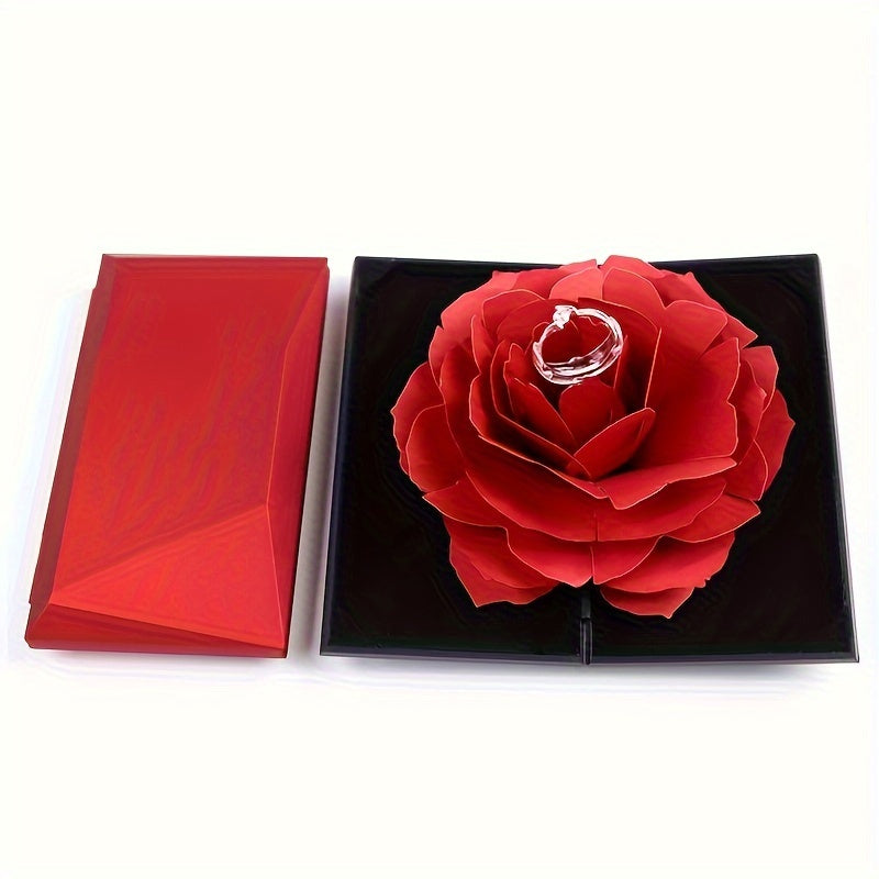 Romantic Rose Rotating Ring Box Proposal Jewelry Packaging Merry Christmas