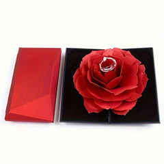 Romantic Rose Rotating Ring Box Proposal Jewelry Packaging Merry Christmas