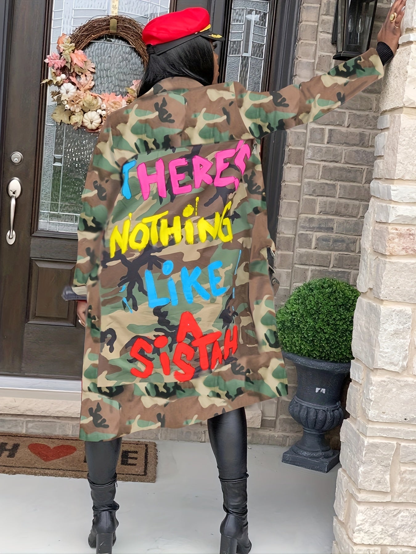 Camo Print Coat With Pockets Women's Outerwear