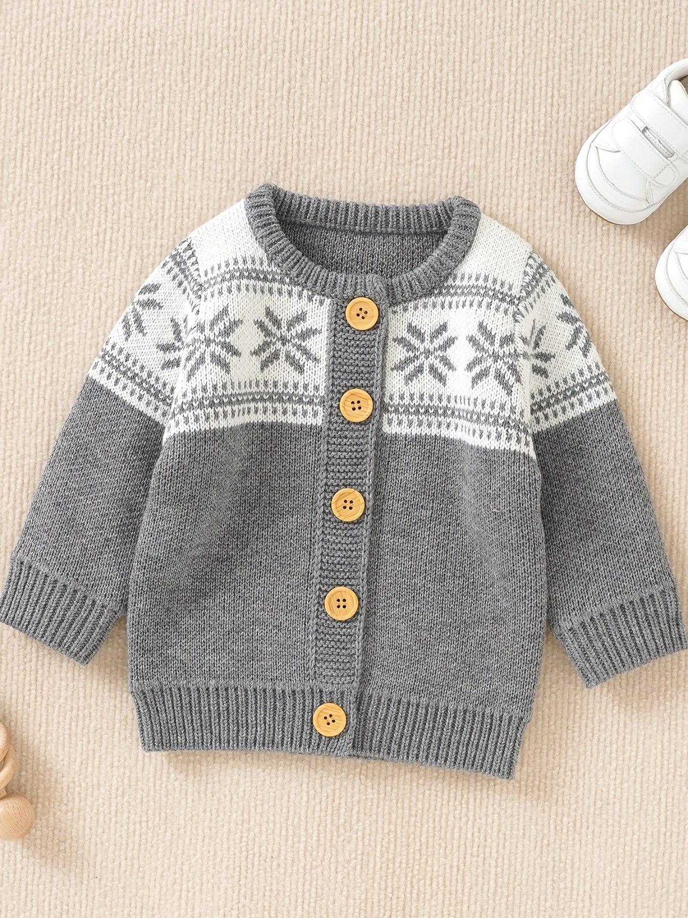 Toddler Baby Knit Sweater Jacquard Cardigan Christmas Top