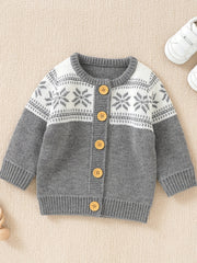 Toddler Baby Knit Sweater Jacquard Cardigan Christmas Top