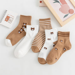5 Pairs Women's Bear Tube Socks