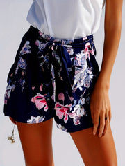 Floral Print Belted Shorts for Spring & Summer