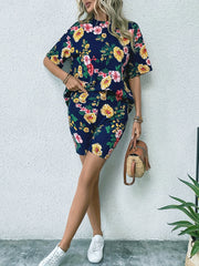 Floral Print Two piece Set Casual Short Sleeve Loose T shirt & Shorts