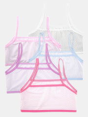 5pcs Girls Polka Dot Print Bras Soft Comfort Bralette Underwear