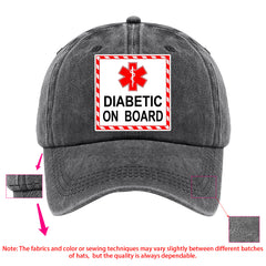 Diabetic Awareness Baseball Cap with Diabetic on Board Print