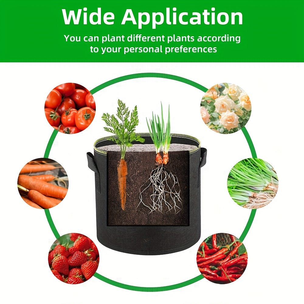 5pcs Aeration Grow Bags Nonwoven Fabric Pots With Handles