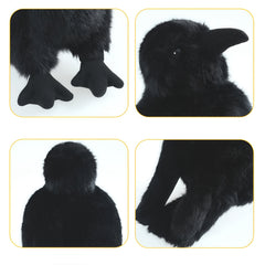 Realistic Plush Crow Toy Soft Fluffy Stuffed Animal - 3 Sizes & Styles