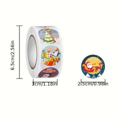 500 Merry Christmas Stickers Roll Xmas Gift Decoration Seal
