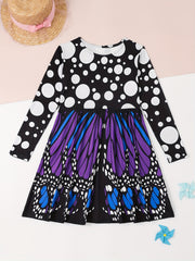 Girls Butterfly Style Long Sleeve Dress Spring Fall Sports Gift