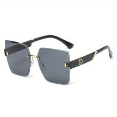 Square Rimless Sunglasses Casual Gradient Lens UV400