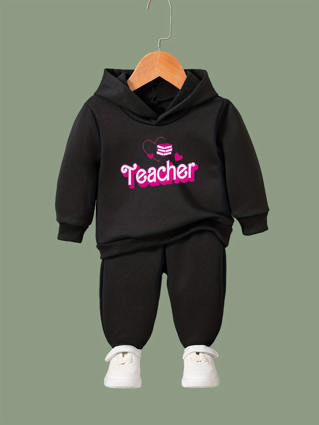 TEACHER & Heart Graphic 2pcs Set Girls Casual Comfy Breathable Activewear Set