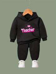 TEACHER & Heart Graphic 2pcs Set Girls Casual Comfy Breathable Activewear Set