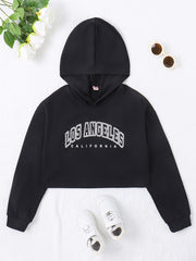 Girls Hoodie Graphic Long Sleeve Pullover Sweatshirt Crop Top Kids Clothes