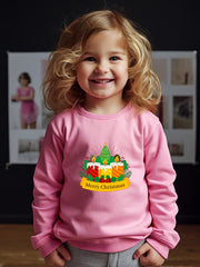Christmas Cartoon Candles Print Girls Sweatshirt