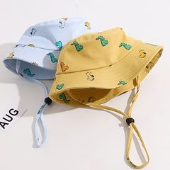 Baby Dinosaur Print Bucket Hat Wide Brim Sun Cap