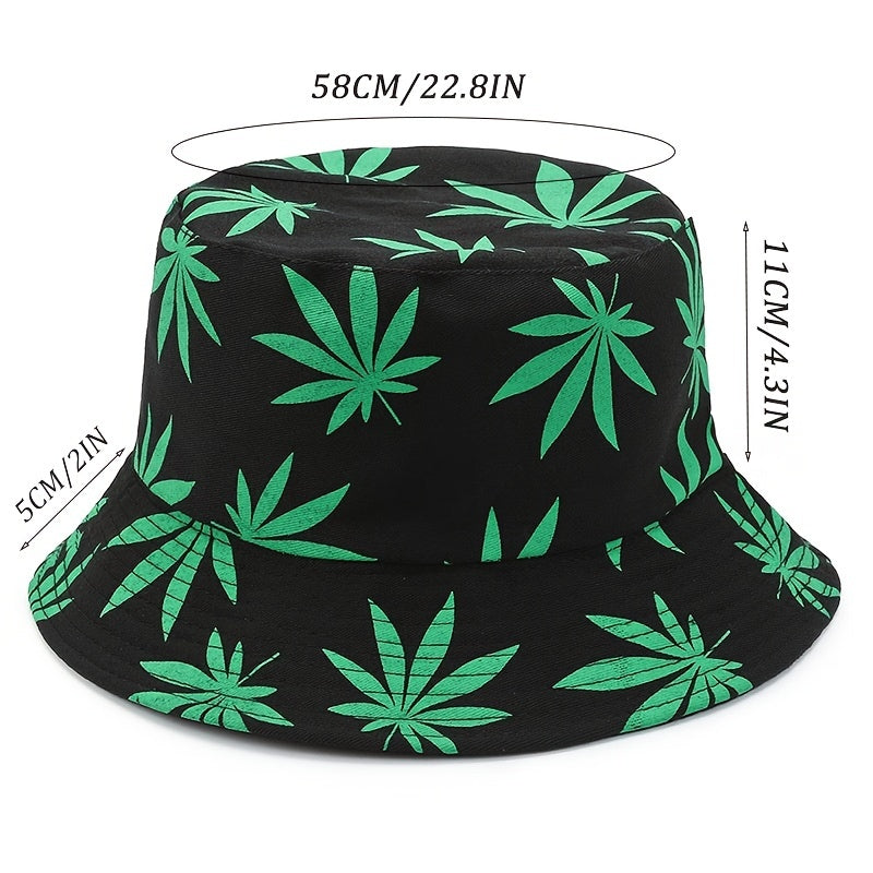 Maple Leaf Print Fisherman's Hat Sun Visor Large Eaves Hat