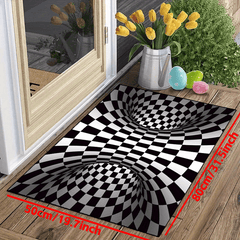 3D Illusion Door Floor Mat Geometric Optical Doormat Non slip Halloween Carpet