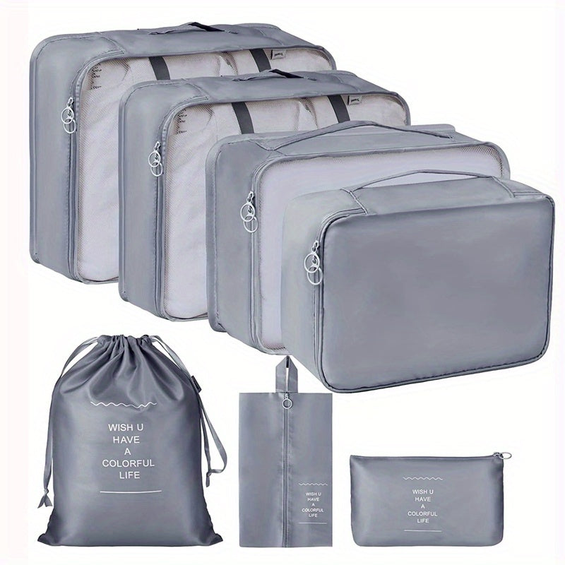7pcs Travel Packing Cubes Mesh Luggage Storage Bag Underwear Clothes Organizer