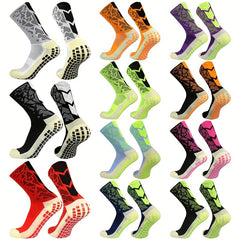 Geometric Pattern Soccer Socks Breathable Non-slip Mid-calf
