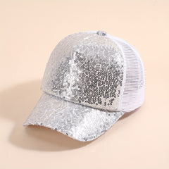 Sequined Mesh Kids Baseball Cap