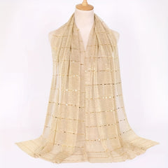 Sequins Solid Scarf Crinkle Sparkling Stripe Print Windproof Head Wrap