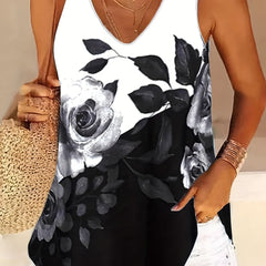 Floral Print V-Neck Tank Top