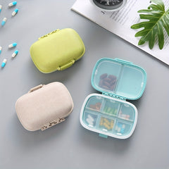 8 Grid Wheat Straw Texture Container & Pill Box