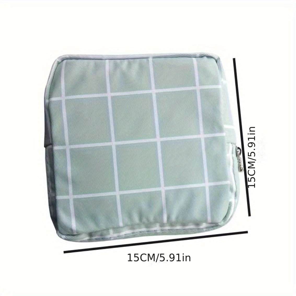 Plaid Pattern Storage Pouch Zipper Lightweight Sanitary Napkin Bag
