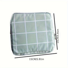 Plaid Pattern Storage Pouch Zipper Lightweight Sanitary Napkin Bag