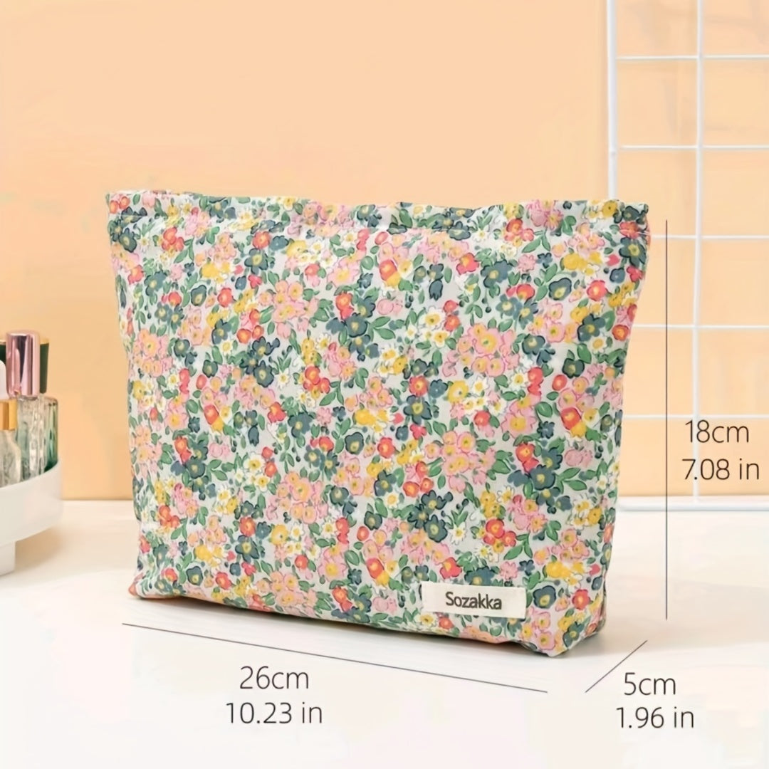 Floral Print Makeup Bag Cosmetic Bag Large Capacity Zipper Toiletry Bag