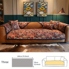 American Style Sofa Slipcover Vintage Flower Pattern Non-slip Particles