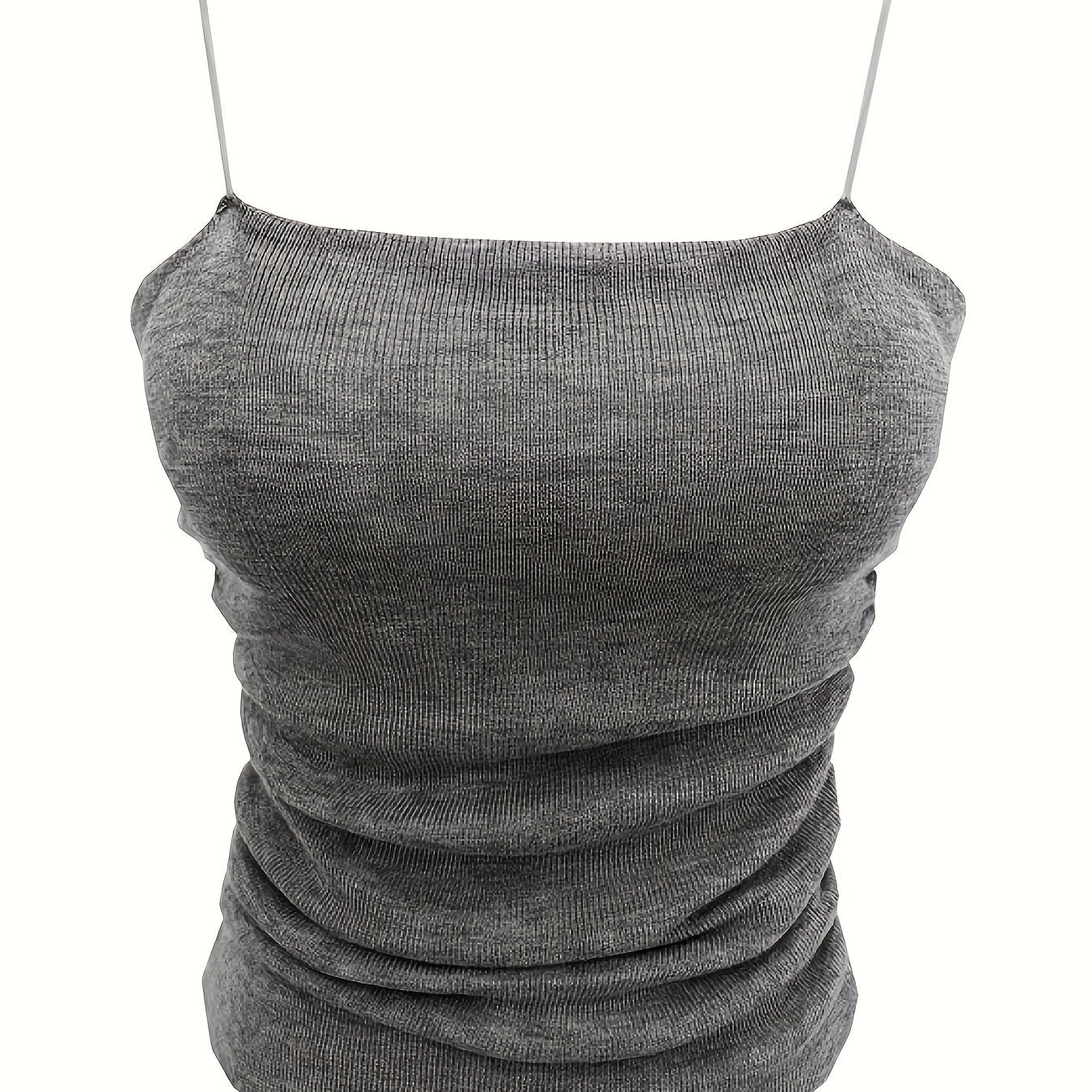 Solid Knitted Cami Top Round Neck Sleeveless Cami Top