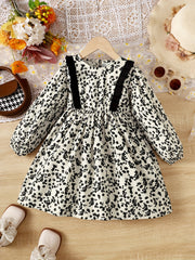 Toddler Girls' Floral Casual Dress For Spring Fall