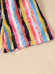 Toddler Girls Stripe Graphic Belted Cami Rompers Jumpsuits