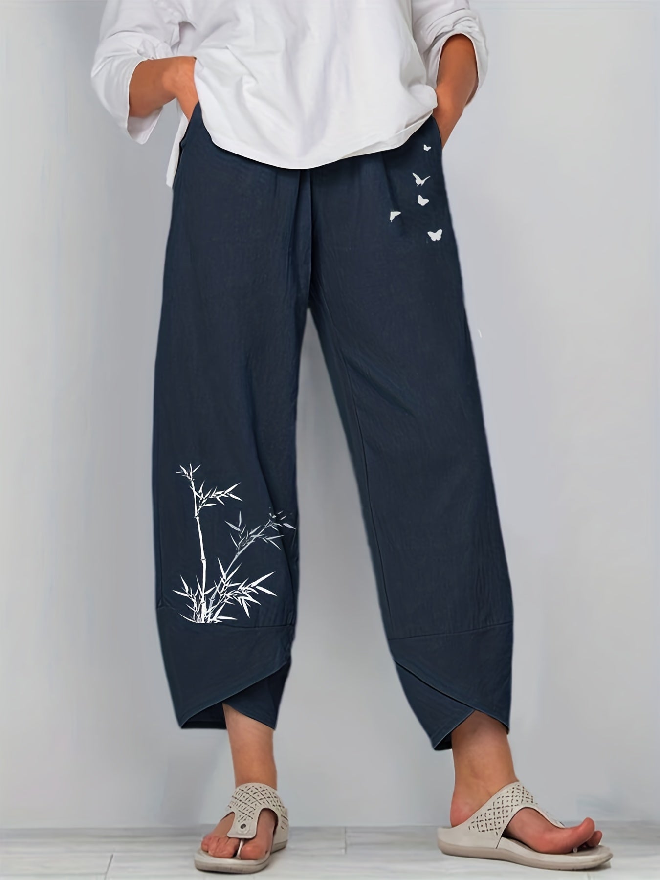 High Waist Harem Pants Women's Casual Solid Color Elastic Long Trousers