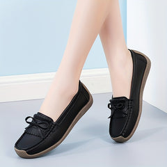 Women's Bowknot Decor Loafers Slip On Lightweight Low Top Loafers