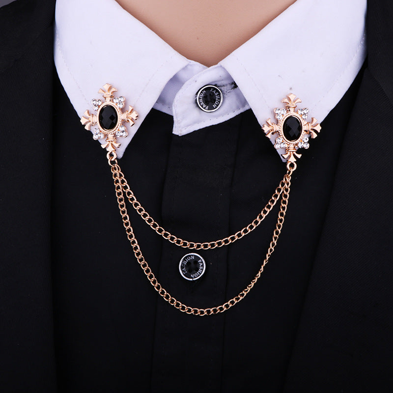Men's Statement Corsage Shirt Collar Brooch