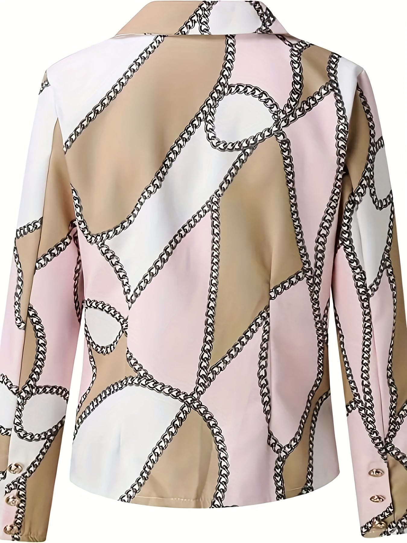 Chain Print Double Breasted Long Sleeve Blazer
