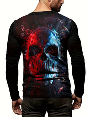 Skull 3d Print Men's Long Sleeve T-shirt For Autumn