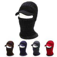 Winter Warm Hat And Gloves Set Knitted Balaclava & Windproof Gloves