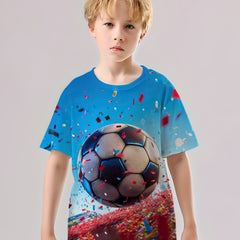 Football & Colored Ribbon 3D Print Boys T Shirt