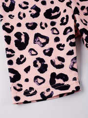 2pcs Toddler Girls Leopard Elastic Waist Biker Shorts Set