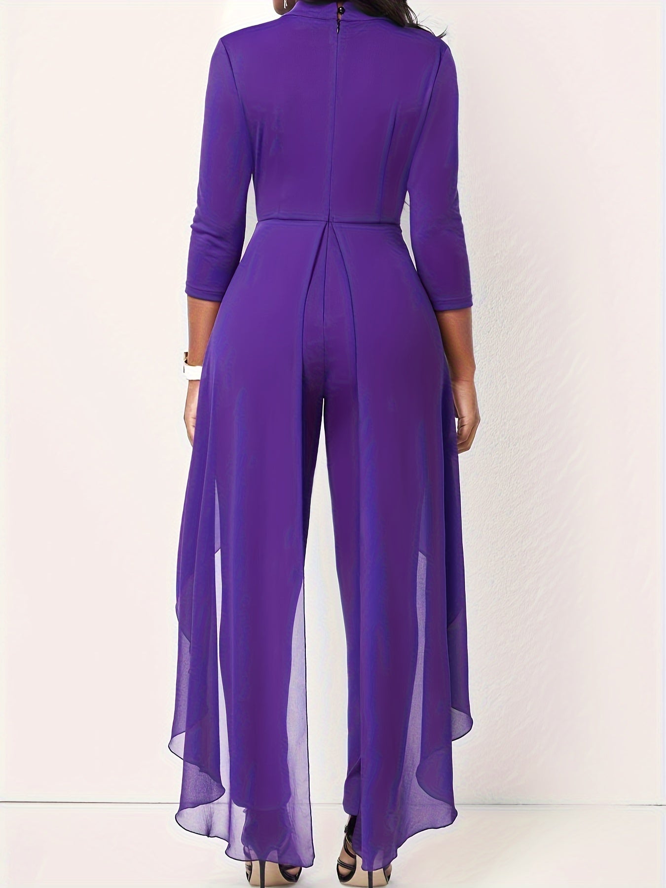 Casual Jumpsuit Women's Plus Solid Cut Out Half Sleeve Round Neck